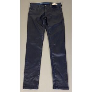 AG Adriano Goldschmied Legging Ankle Size 26 Super Skinny Navy Pant Faux Leather